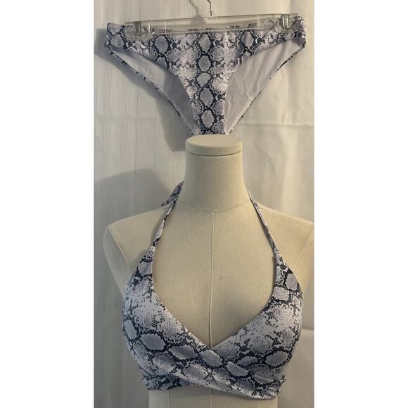 SHEKINI Womens Swimsuit 2-Piece Push Up Halter Bandage Bikini Set Snake Print XS - Picture 4 of 11